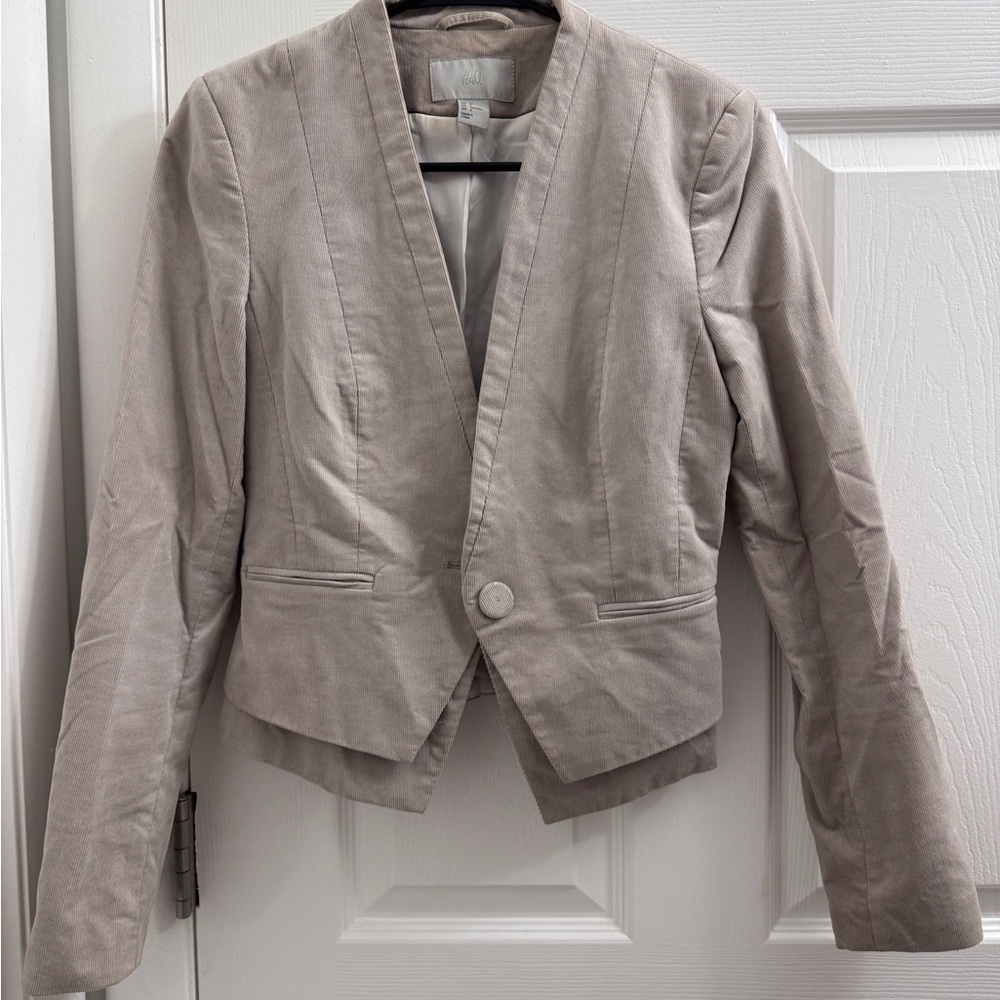 H&M Light Gray Blazer Corduroy Jacket